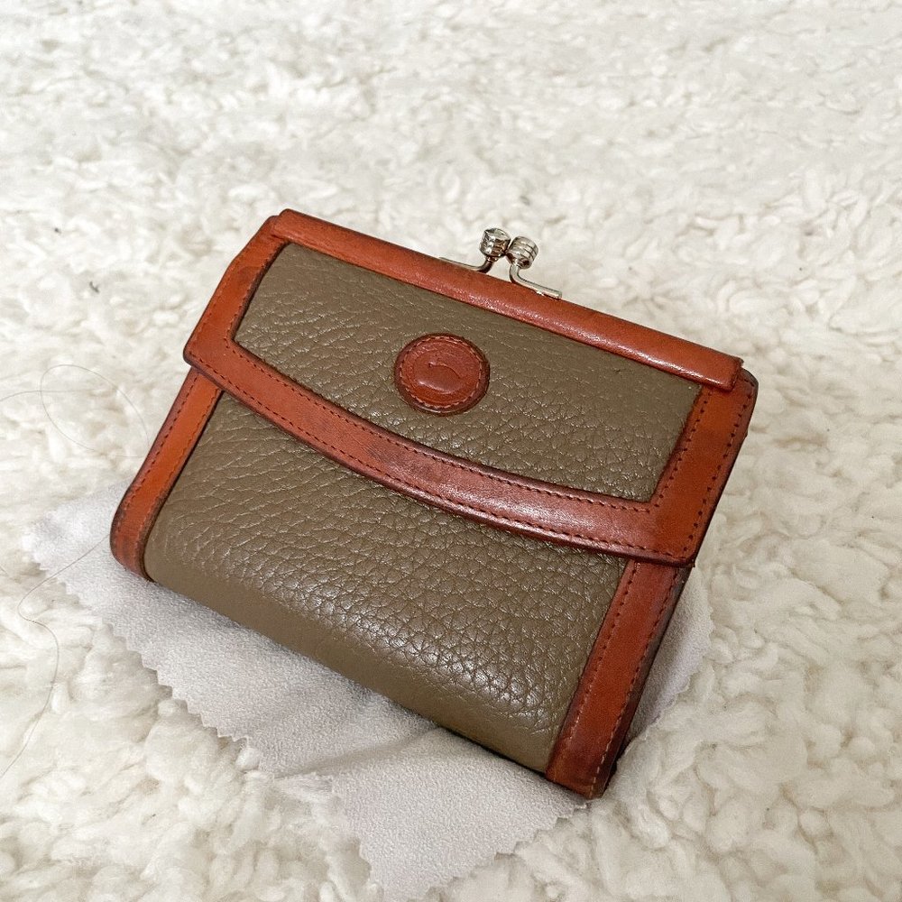 Vintage Brown Dooney & Bourke All Weather Pebbled Leather Bi-fold Wallet